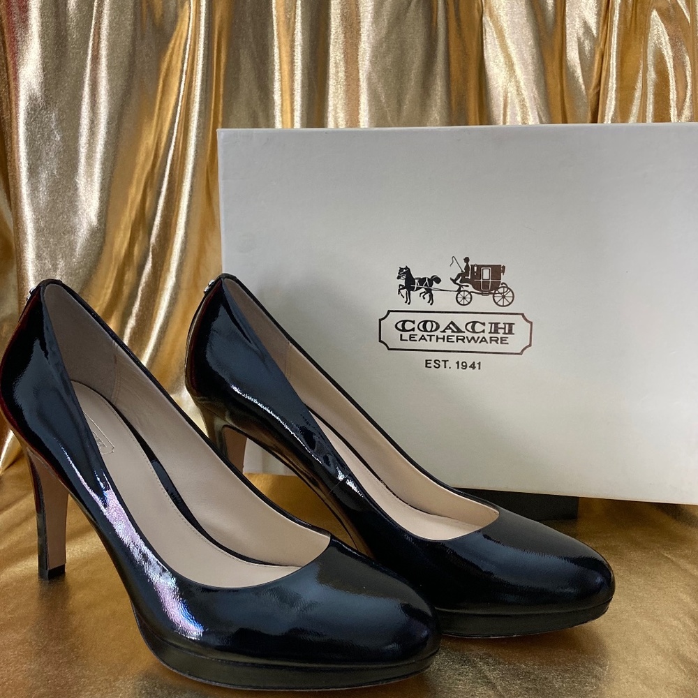 Coach Kay Black Patent High Heels Size 7M